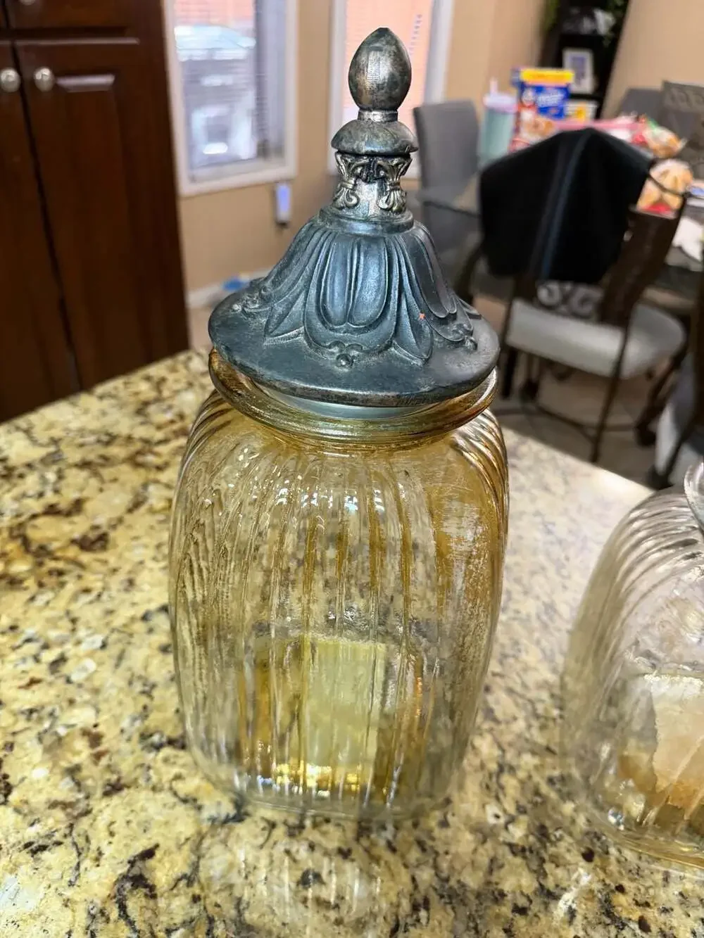 Display Jar With Cross Finial Lid Set of 3